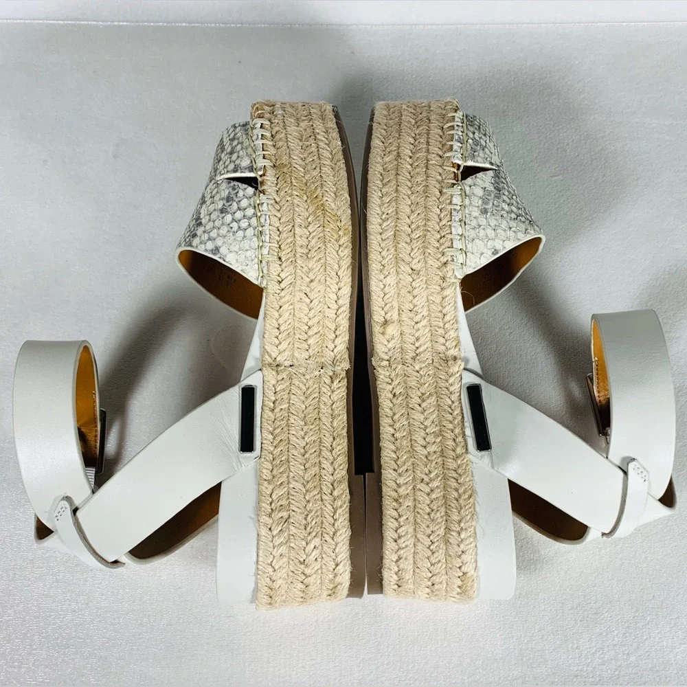 Franco Sarto Women’s Lexie Leather Ankle Strap Platform Woven Sandal Size 6.5M